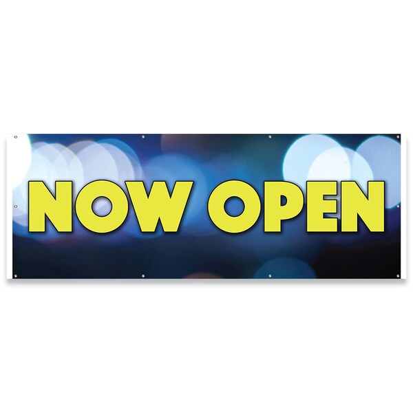 Signmission Now Open Banner Concession Stand Food Truck Single Sided - B-96-30118