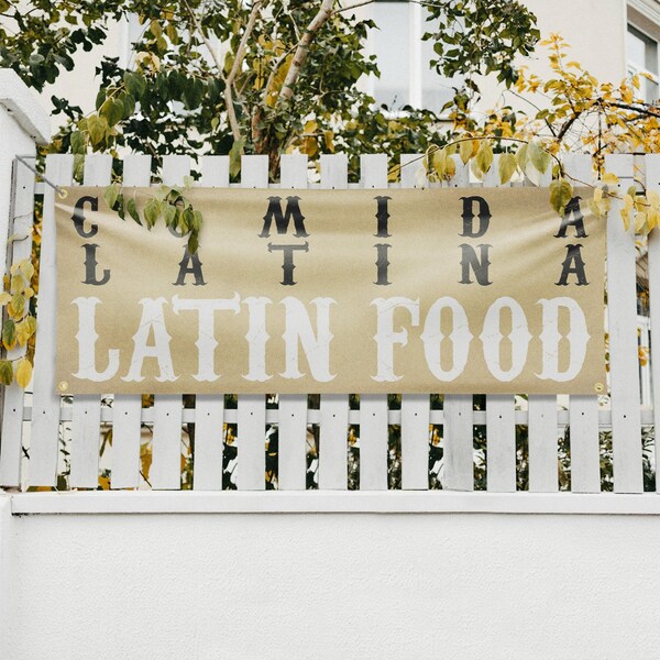Signmission Comida Latina Latin Food, 18 Inch x 48 Inch, Vinyl Banner - B-30521