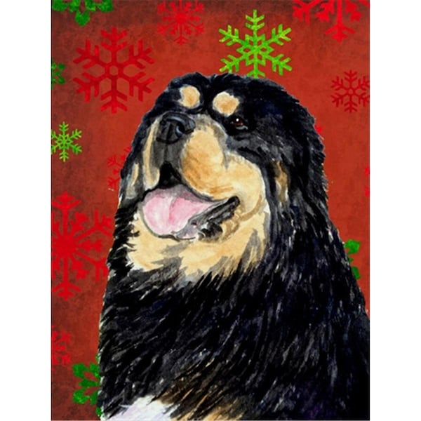 Patioplus Tibetan Mastiff Red Green Snowflake Christmas Flag Garden Size - PA247897