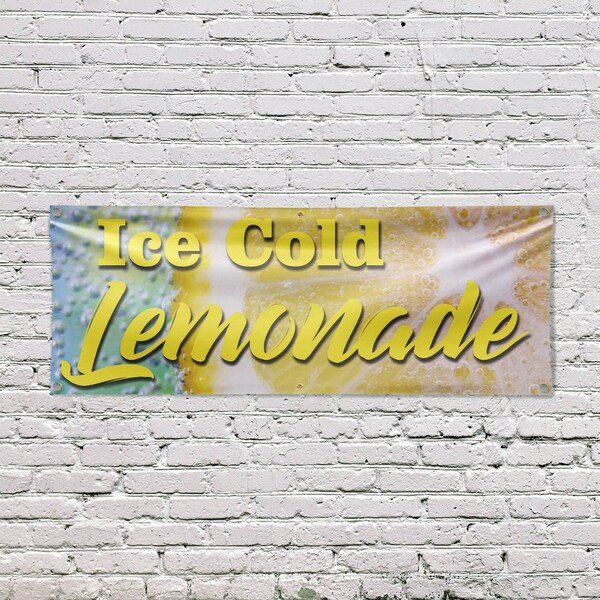 Signmission Iced Cold Lemonade, 24 Inch x 72 Inch, Vinyl Banner - B-72-30705