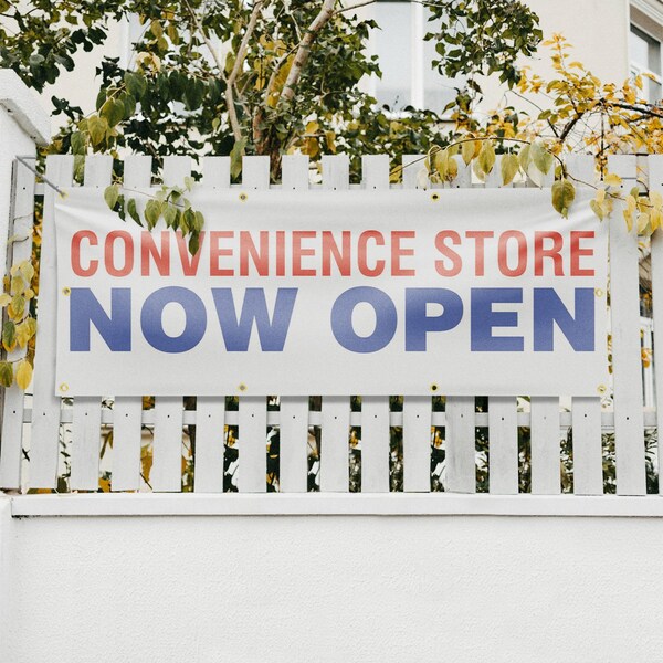 Signmission Convenience Store Now Open, 36 Inch x 96 Inch, Vinyl Banner - B-96-30528