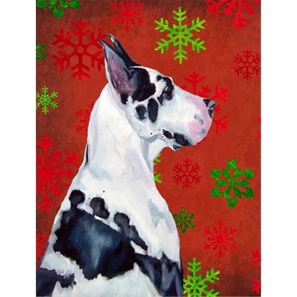 Patioplus 11 x 15 In. Great Dane Red And Green Snowflakes Holiday Christmas Flag; Garden Size - PA631347