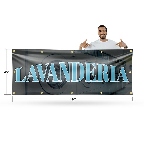 Signmission Lavanderia, 48 Inch x 120 Inch, Vinyl Banner - B-120-30725