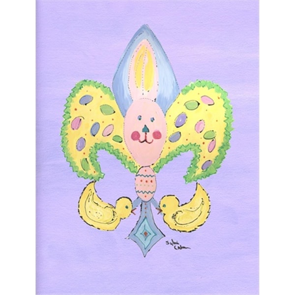Carolines Treasures 11 x 15 in. Easter Bunny Rabbit Fleur de lis Garden Size Flag - 8163GF