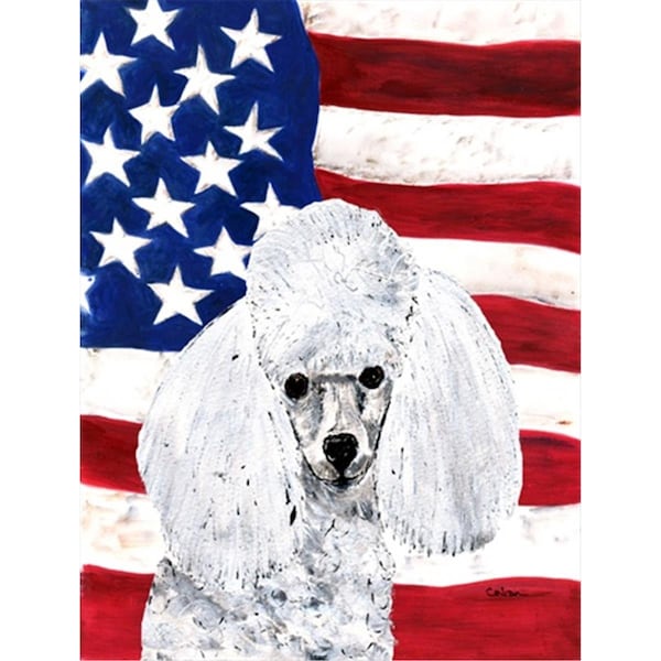 Patioplus White Toy Poodle with American Flag USA Flag Garden Size - PA247688
