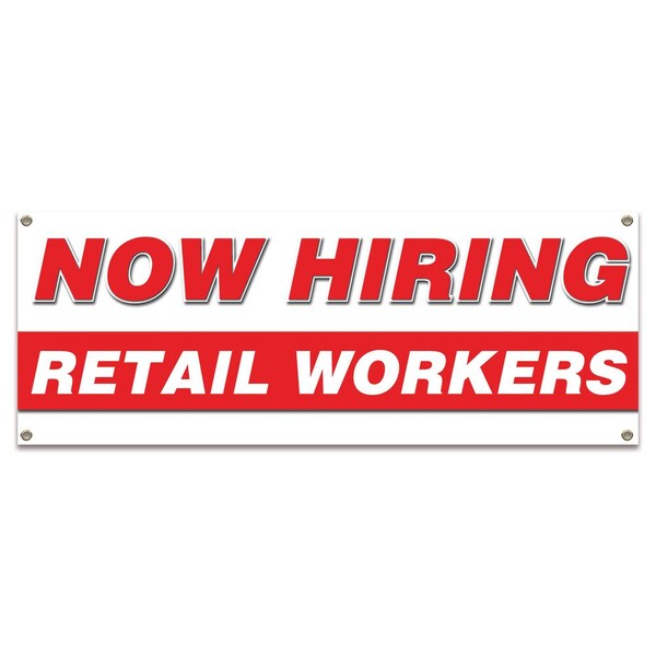 Signmission Now Hiring Retail Workers Banner Apply Inside Accepting Application Single Sided - B-30297