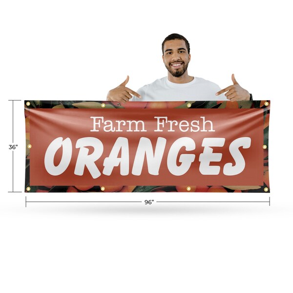Signmission Farm Fresh Oranges, 36 Inch x 96 Inch, Vinyl Banner - B-96-30604