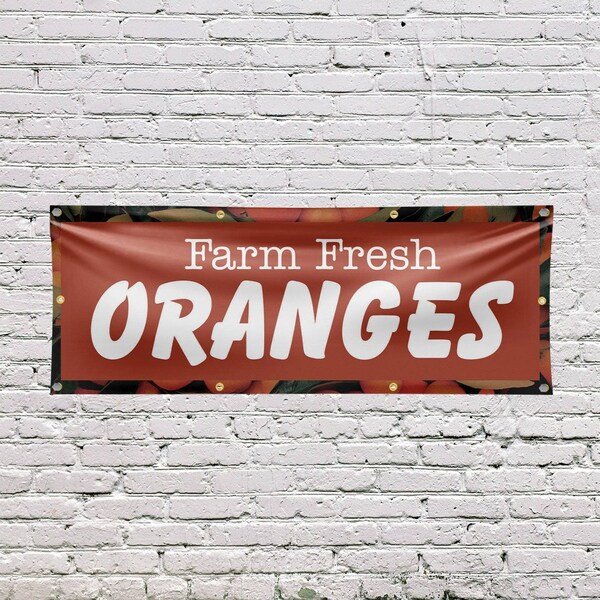 Signmission Farm Fresh Oranges, 36 Inch x 96 Inch, Vinyl Banner - B-96-30604