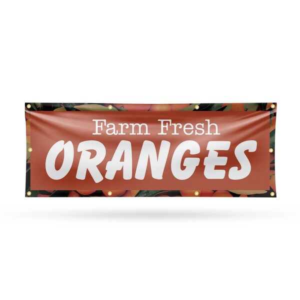 Signmission Farm Fresh Oranges, 36 Inch x 96 Inch, Vinyl Banner - B-96-30604