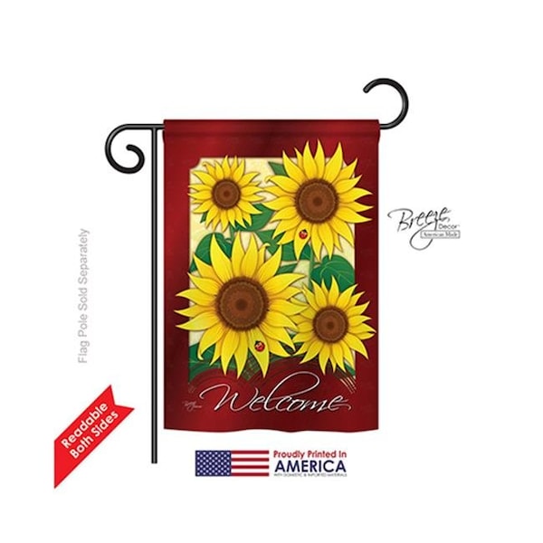 Gardencontrol Floral Welcome Sunflowers 2-Sided Impression Garden Flag - 13 x 18.5 in. - GA605639