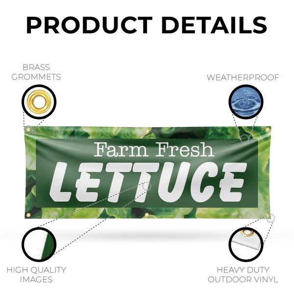 Signmission Farm Fresh Lettuce, 24 Inch x 72 Inch, Vinyl Banner - B-72-30600