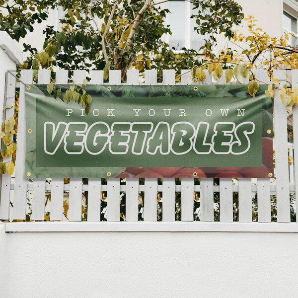 Signmission Pick Your Own Vegetables, 36 Inch x 96 Inch, Vinyl Banner - B-96-30801