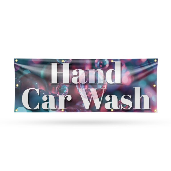 Signmission Hand Car Wash, 36 Inch x 96 Inch, Vinyl Banner - B-96-30690