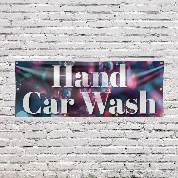 Signmission Hand Car Wash, 36 Inch x 96 Inch, Vinyl Banner - B-96-30690