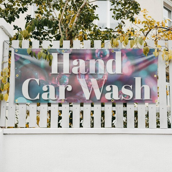 Signmission Hand Car Wash, 36 Inch x 96 Inch, Vinyl Banner - B-96-30690