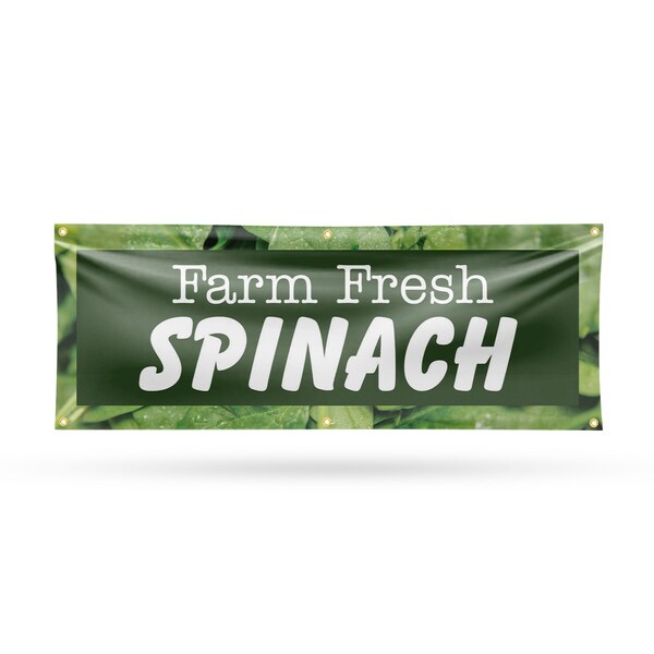 Signmission Farm Fresh Spinach, 24 Inch x 72 Inch, Vinyl Banner - B-72-30615