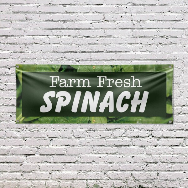 Signmission Farm Fresh Spinach, 24 Inch x 72 Inch, Vinyl Banner - B-72-30615