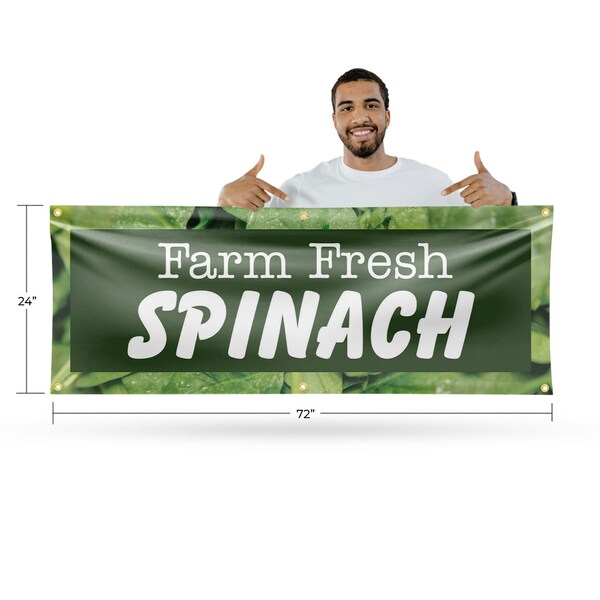 Signmission Farm Fresh Spinach, 24 Inch x 72 Inch, Vinyl Banner - B-72-30615