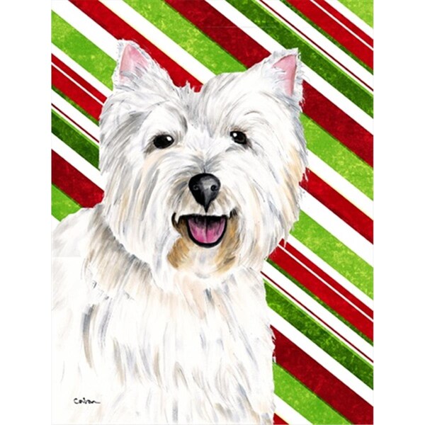 Patioplus Westie Candy Cane Holiday Christmas Flag - Garden Size; 11 x 15 in. - PA888626