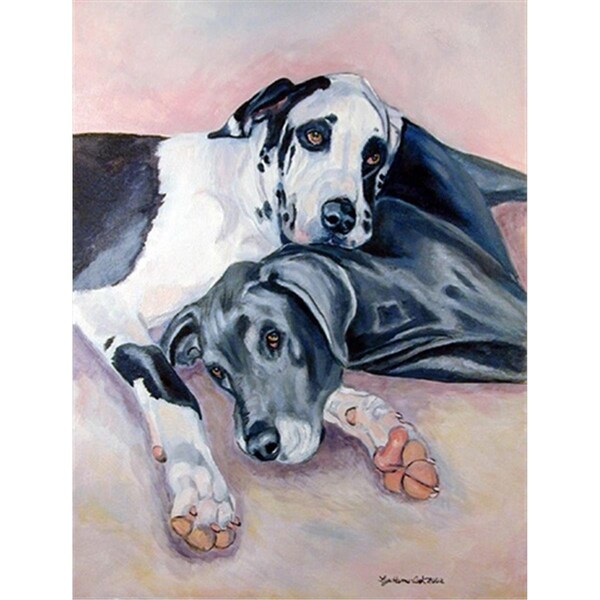 Patioplus 28 x 40 in. Harlequin and Bule Natural Great Danes House Size Canvas Flag - PA2554568