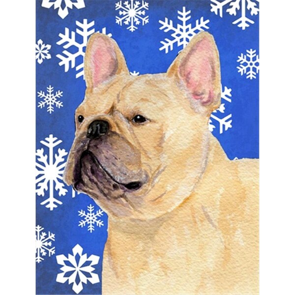 Patioplus 11 x 15 In. French Bulldog Winter Snowflakes Holiday Flag; Garden Size - PA245751