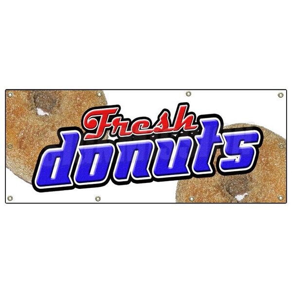 Signmission DONUTS BANNER SIGN hot donut doughnut shop signs glazed fresh made - B-96 DONUTS