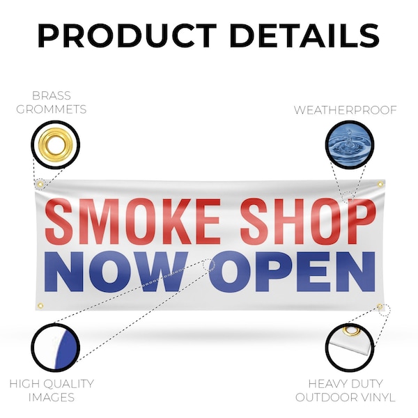 Signmission Smoke Shop Now Open, 18 Inch x 48 Inch, Vinyl Banner - B-30857