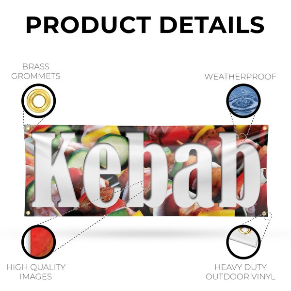 Signmission Kebab, 18 Inch x 48 Inch, Vinyl Banner - B-30716