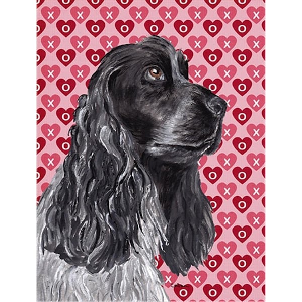 Carolines Treasures Cocker Spaniel Valentines Love Flag Canvas House Size - SC9554CHF