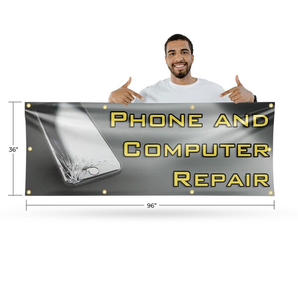 Signmission Phone and Computer Repair, 36 Inch x 96 Inch, Vinyl Banner - B-96-30787