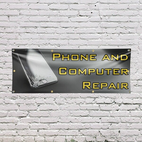 Signmission Phone and Computer Repair, 36 Inch x 96 Inch, Vinyl Banner - B-96-30787