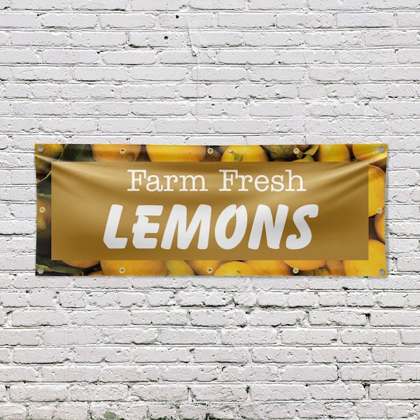 Signmission Farm Fresh Lemons, 48 Inch x 120 Inch, Vinyl Banner - B-120-30599