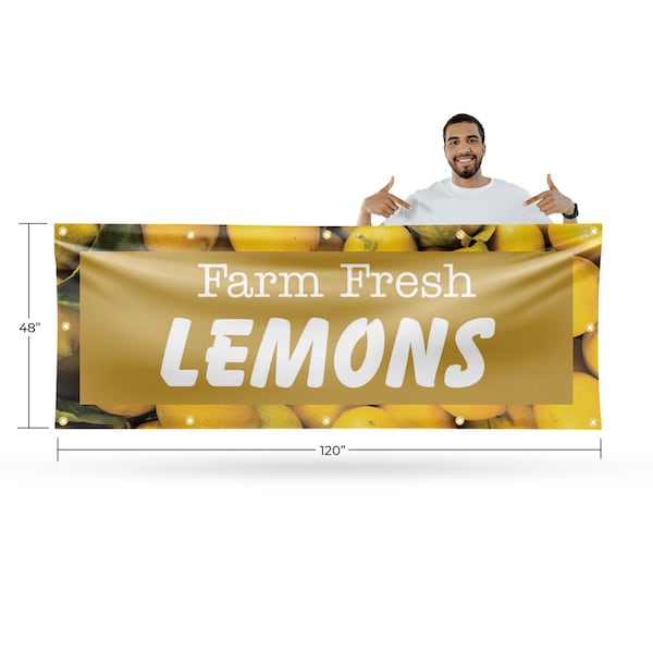 Signmission Farm Fresh Lemons, 48 Inch x 120 Inch, Vinyl Banner - B-120-30599