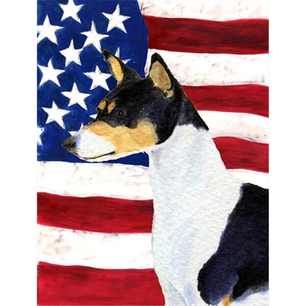 Carolines Treasures 28 x 40 in. USA American Flag with Basenji House Size Canvas Flag - SS4041CHF