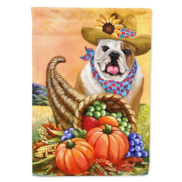 Carolines Treasures 28 x 0.01 x 40 in. English Bulldog Autumn Canvas House Flag - PPP3090CHF