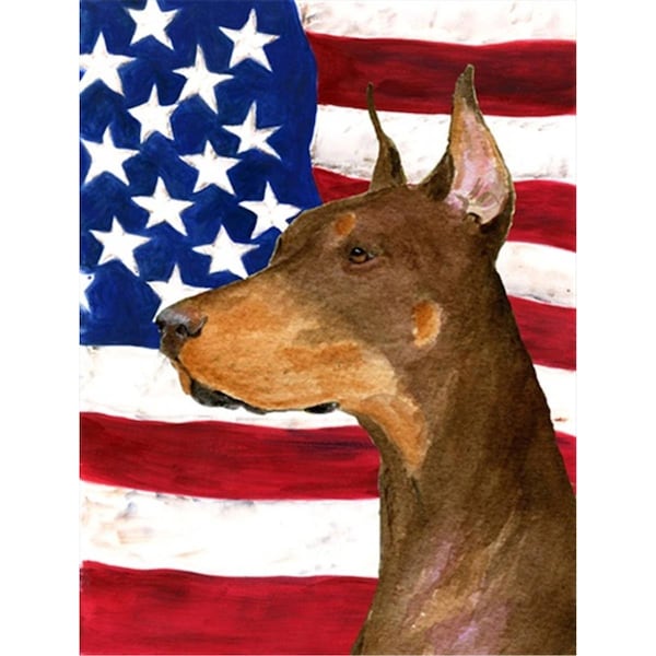 Carolines Treasures 28 x 40 in. Usa American Flag With Doberman Flag Canvas House Size - SS4224CHF
