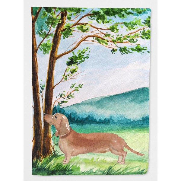 Carolines Treasures Under the Tree Red Dachshund Garden Size Flag - CK2002GF