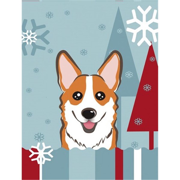 Carolines Treasures Winter Holiday Red Corgi Flag Canvas House Size - BB1750CHF
