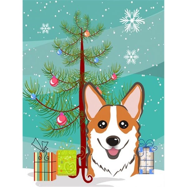 Patioplus Christmas Tree And Red Corgi Flag Garden Size - PA892673