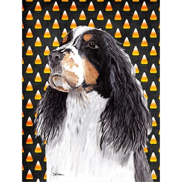 Carolines Treasures Springer Spaniel Candy Corn Halloween Portrait Flag Canvas House Size - SC9172CHF