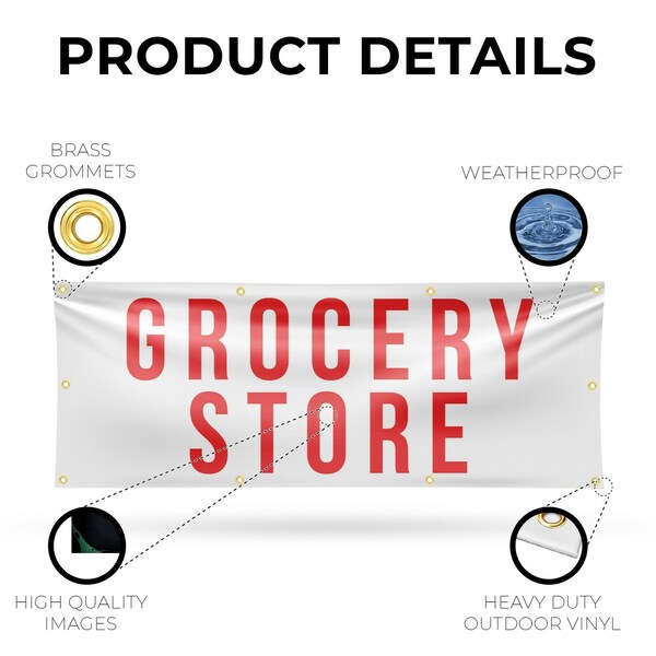 Signmission Grocery Store, 36 Inch x 96 Inch, Vinyl Banner - B-96-30680