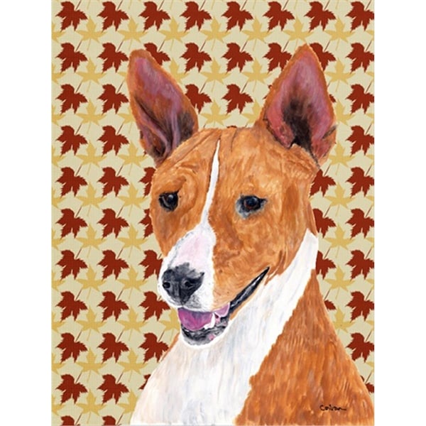Patioplus 15 x 15 In. Basenji Fall Leaves Portrait Flag; Garden Size - PA247224