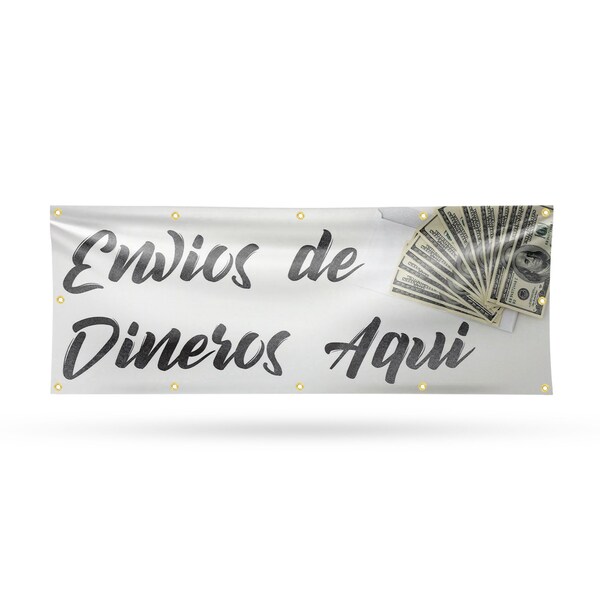 Signmission Envios de Dineros Aqui, 48 Inch x 120 Inch, Vinyl Banner - B-120-30561