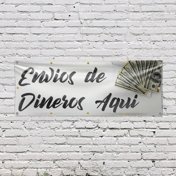 Signmission Envios de Dineros Aqui, 48 Inch x 120 Inch, Vinyl Banner - B-120-30561