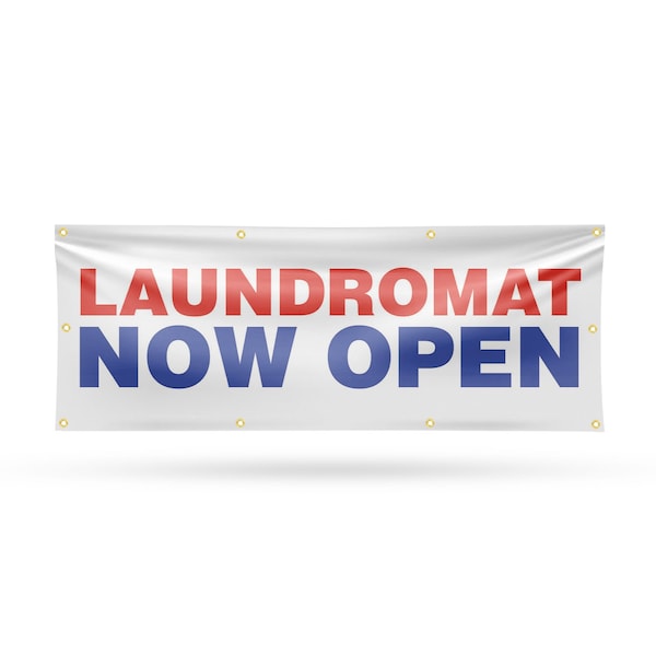 Signmission Laundromat Now Open, 36 Inch x 96 Inch, Vinyl Banner - B-96-30724
