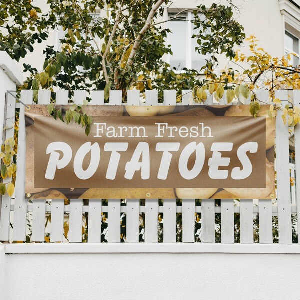 Signmission Farm Fresh Potatoes, 24 Inch x 72 Inch, Vinyl Banner - B-72-30610