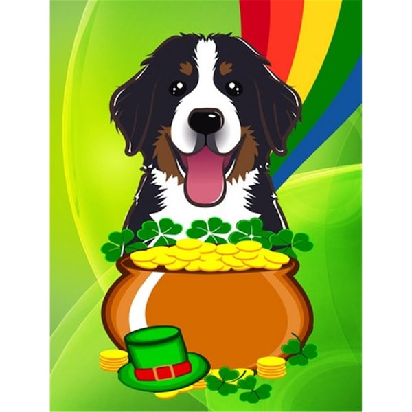 Patioplus Bernese Mountain Dog St. Patricks Day Canvas House Flag - PA2557706