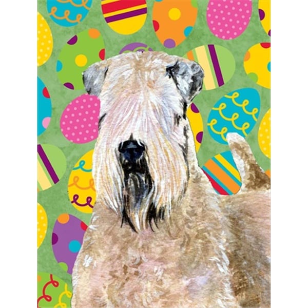 Patioplus 28 x 40 in. Wheaten Terrier Soft Coated Easter Eggtravaganza House Size Canvas Flag - PA895050