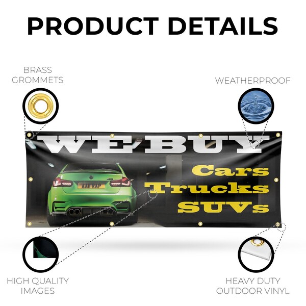 Signmission We Buy Cars Trucks & SUV, 36 Inch x 96 Inch, Vinyl Banner - B-96-30924