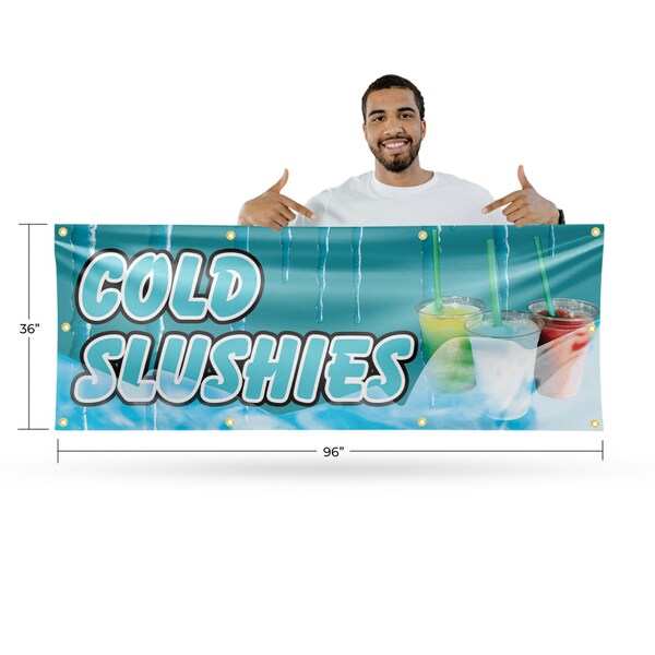 Signmission Cold Slushies, 36 Inch x 96 Inch, Vinyl Banner - B-96-30518